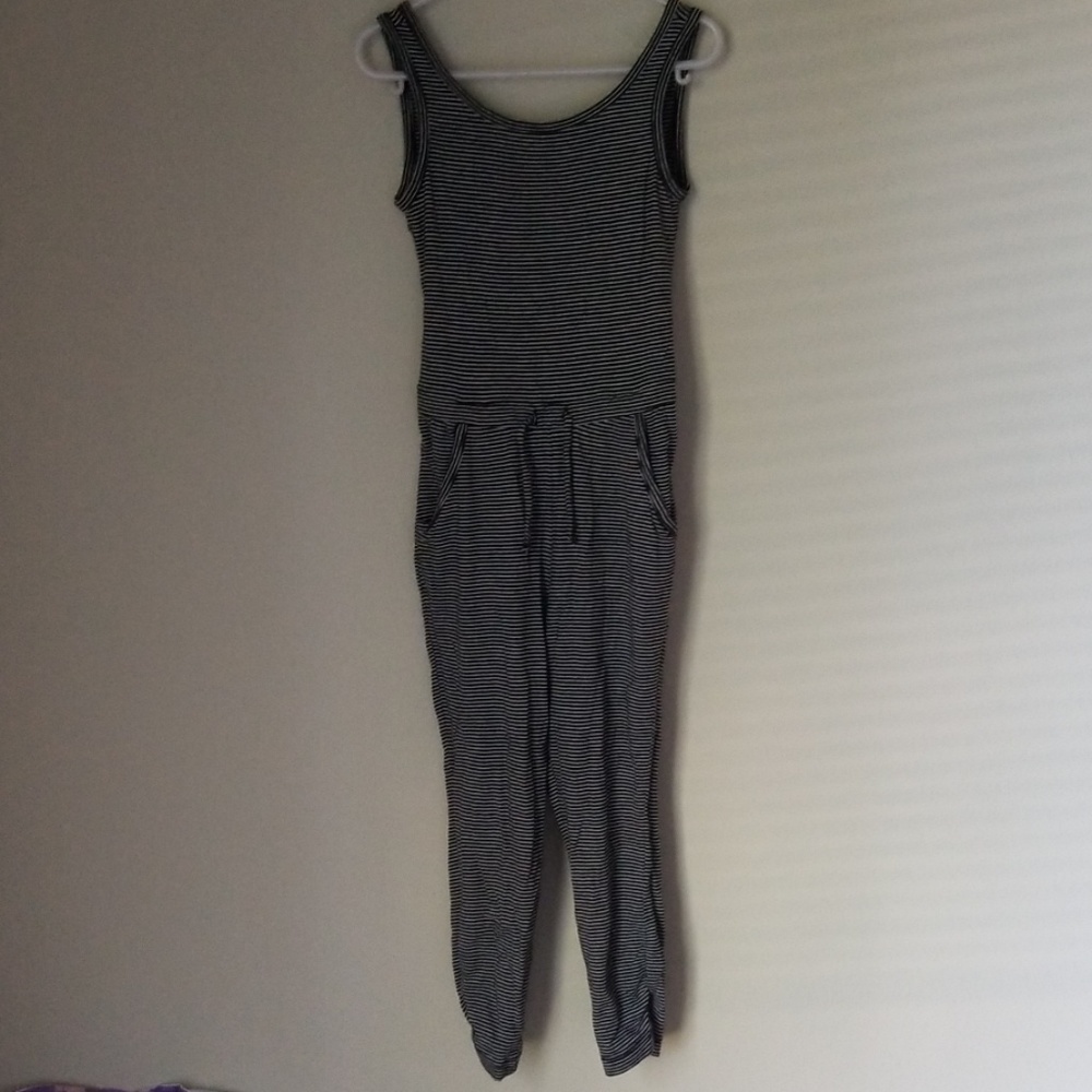 black and white striped jumpsuit